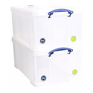 Really Useful Box Plastic Storage 64 Litre Clear (Pack of 2) Really Useful Box Plastic Storage 64 Litre Clear (Pack of 2)
