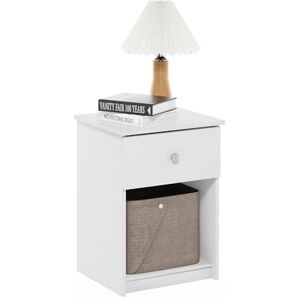 Furinno Tidur Nightstand with One Drawer, White Furinno Tidur Nightstand with One Drawer, White