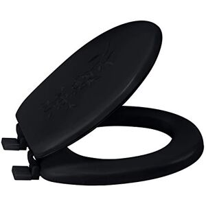Bath Bliss 7239 Extra Standard Round Adjustable Non-Slip Hinges, for Bathroom, Decorative Soft Vinyl Toilet Seat Lid, Black, 14.76" x 15.5" x 2.36 Bath Bliss 7239 Extra Standard Round Adjustable Non-Slip Hinges, for Bathroom, Decorative Soft Vinyl Toilet Seat Lid, Black, 14.76" x 15.5" x 2.36