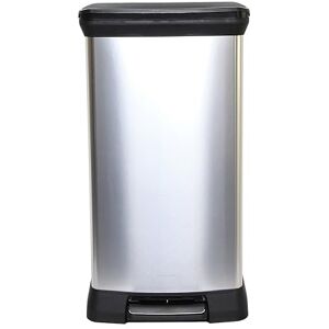 CURVER Metal Effect 70% Recycled Kitchen Pedal Touch Deco Bin 50 Litres Silver CURVER Metal Effect 70% Recycled Kitchen Pedal Touch Deco Bin 50 Litres Silver