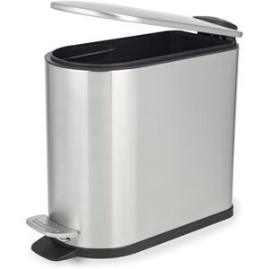 Beldray Bathroom Pedal Bin – 5 Litre Small Bathroom, Soft Closing Lid with Pedal, D-Shaped Sanitary Waste Bin for Bedroom, Office, Kitchen, Space-Saving, Stainless Steel, Silver Beldray Bathroom Pedal Bin – 5 Litre Small Bathroom, Soft Closing Lid with Pedal, D-Shaped Sanitary Waste Bin for Bedroom, Office, Kitchen, Space-Saving, Stainless Steel, Silver