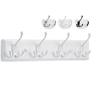 LARHN White Coat Hooks Wall Mounted Coat Rack 4 Triple White Coat Hooks for Wall 42 cm All Fixings Included for Quick & Easy Installation LARHN White Coat Hooks Wall Mounted Coat Rack 4 Triple White Coat Hooks for Wall 42 cm All Fixings Included for Quick & Easy Installation