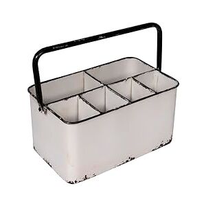Creative Labs Distressed White Metal Caddy with 6 Compartments Creative Labs Distressed White Metal Caddy with 6 Compartments