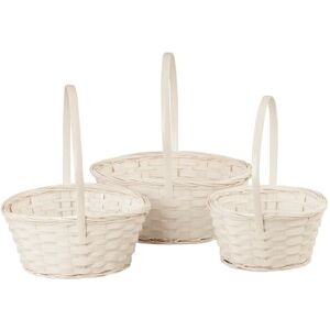 Wald Imports White Bamboo Decorative Storage Basket, Set of 3 Wald Imports White Bamboo Decorative Storage Basket, Set of 3