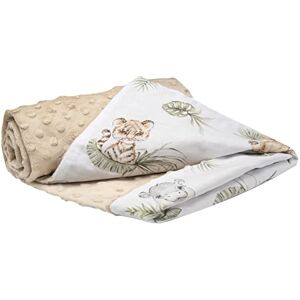 Medi Partners Baby Blanket Newborn Pram Soft 100% Cotton 75x100 Cot Toddler Comfort universal Cuddly Fluffy Crawling Plush bilateral Blankets (Safari with beige Plush) Medi Partners Baby Blanket Newborn Pram Soft 100% Cotton 75x100 Cot Toddler Comfort universal Cuddly Fluffy Crawling Plush bilateral Blankets (Safari with beige Plush)
