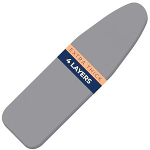 happhom Ironing Board Cover and Pad Extra Thick Heavy Duty Padded 4 Layers, Silver Coated Ironing Board Cover, Non Stick Scorch and Stain Resistant Standard Size 15x54 Inch with Elasticized Edges happhom Ironing Board Cover and Pad Extra Thick Heavy Duty Padded 4 Layers, Silver Coated Ironing Board Cover, Non Stick Scorch and Stain Resistant Standard Size 15x54 Inch with Elasticized Edges