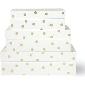 Kate Spade New York Decorative Storage Boxes with Lids, 3 Pack Sturdy Organizer Storage Bins, Includes Small Medium Large Pink Nesting Boxes with Magnetic Closure, Gold Dot with Script Kate Spade New York Decorative Storage Boxes with Lids, 3 Pack Sturdy Organizer Storage Bins, Includes Small Medium Large Pink Nesting Boxes with Magnetic Closure, Gold Dot with Script