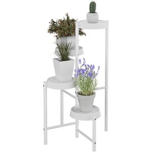 Relaxdays Plant Stand, 4 Tiers, Metal & Plastic, HWD: 81x48x49 cm, Shelves for Flower Pots & Herbs, Display Rack, White, Iron Relaxdays Plant Stand, 4 Tiers, Metal & Plastic, HWD: 81x48x49 cm, Shelves for Flower Pots & Herbs, Display Rack, White, Iron