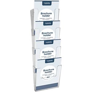 Europel -Wall Mounted Brochure Holder, Four Tier Dispenser, A4, Crystal Clear Acrylic, Connectable, Portrait, 350103. Europel -Wall Mounted Brochure Holder, Four Tier Dispenser, A4, Crystal Clear Acrylic, Connectable, Portrait, 350103.
