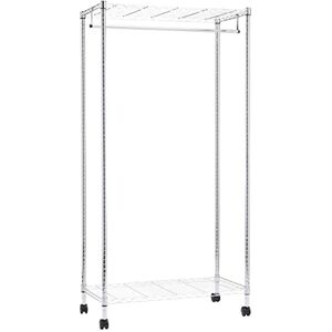 Amazon Basics Garment Rack with Top and Bottom Shelves, Chrome, 89 x 45 x 180 cm Amazon Basics Garment Rack with Top and Bottom Shelves, Chrome, 89 x 45 x 180 cm