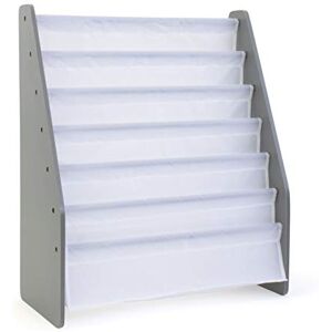 Humble Crew Inspire Extra-Large Wooden Bookshelf for Children, 6 Tier Book Storage Organiser with Deep Fabric Pockets, Forward Facing Book Display for Easy Identification Grey/White Humble Crew Inspire Extra-Large Wooden Bookshelf for Children, 6 Tier Book Storage Organiser with Deep Fabric Pockets, Forward Facing Book Display for Easy Identification Grey/White