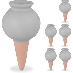 Relaxdays Cones, Set of 6, Fill Up with Water, Round Design, Clay, Irrigation for Houseplants, Terracotta/Grey, Ceramics, 12 x 6 cm Relaxdays Cones, Set of 6, Fill Up with Water, Round Design, Clay, Irrigation for Houseplants, Terracotta/Grey, Ceramics, 12 x 6 cm