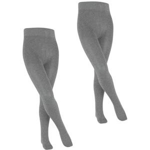 FALKE Unisex Kids Family Multipack K Ti Cotton Plain 2 Pairs Tights, Grey Light Melange 3390, 12-2.5 FALKE Unisex Kids Family Multipack K Ti Cotton Plain 2 Pairs Tights, Grey Light Melange 3390, 12-2.5