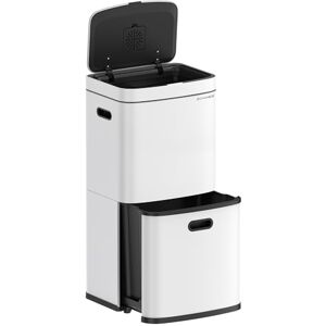 SONGMICS Kitchen Bin, 3-Compartment Rubbish Bin, 2 x 2.6 Gallons (10 L) and 7.9 Gallons (30 L), Steel, Space-Saving, Inner Buckets, Carbon Filter, 39.5 x 29.8 x 80.2 cm, Cloud White LTB551W02 SONGMICS Kitchen Bin, 3-Compartment Rubbish Bin, 2 x 2.6 Gallons (10 L) and 7.9 Gallons (30 L), Steel, Space-Saving, Inner Buckets, Carbon Filter, 39.5 x 29.8 x 80.2 cm, Cloud White LTB551W02