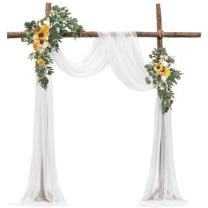 VEVOR Artificial Wedding Arch Flowers Kit, Yellow Wedding Arch Flowers with Drapes Kit (Pack of 3) 2 Pcs Floral Arrangement, 1 Pcs Sheer Drapes, for Ceremony Bouquets Reception Backdrop Decoration VEVOR Artificial Wedding Arch Flowers Kit, Yellow Wedding Arch Flowers with Drapes Kit (Pack of 3) 2 Pcs Floral Arrangement, 1 Pcs Sheer Drapes, for Ceremony Bouquets Reception Backdrop Decoration