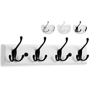 LARHN Coat Hooks Wall Mounted Coat Rack 4 Triple Black & White Coat Hooks for Wall 42 cm All Fixings Included for Quick & Easy Installation LARHN Coat Hooks Wall Mounted Coat Rack 4 Triple Black & White Coat Hooks for Wall 42 cm All Fixings Included for Quick & Easy Installation