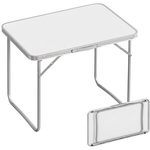 Relaxdays folding camping table, portable side table, HWD 68.5 x 80 x 60 cm, for camping & picnics, aluminium, white Relaxdays folding camping table, portable side table, HWD 68.5 x 80 x 60 cm, for camping & picnics, aluminium, white