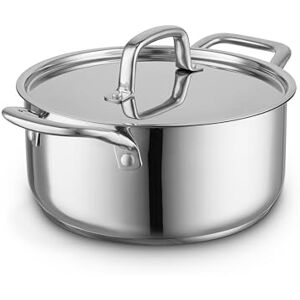 Sur La Table 24cm Casserole with Lid, Riveted Steel Handles, Induction Compatible, Stainless Steel Sur La Table 24cm Casserole with Lid, Riveted Steel Handles, Induction Compatible, Stainless Steel