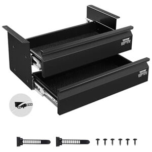 VEVOR Under Desk 2 Layer Slide Out Drawer, 16 inch Under Desk Pull-out Drawer for Home Office Sit Stand Workstation, Black VEVOR Under Desk 2 Layer Slide Out Drawer, 16 inch Under Desk Pull-out Drawer for Home Office Sit Stand Workstation, Black