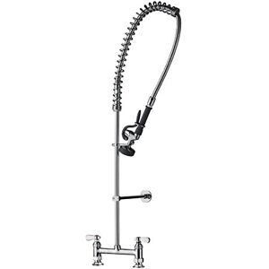 NISBETS Vogue Pedestal Pre Rinse Spray, Stainless Steel, Dimensions: 1160(H) x 390(W) x 180(D) mm, Output: 7 Litre/min, 180 mm Distance Between Taps, WRAS Approved, Brass & Steel Construction, CE985 NISBETS Vogue Pedestal Pre Rinse Spray, Stainless Steel, Dimensions: 1160(H) x 390(W) x 180(D) mm, Output: 7 Litre/min, 180 mm Distance Between Taps, WRAS Approved, Brass & Steel Construction, CE985