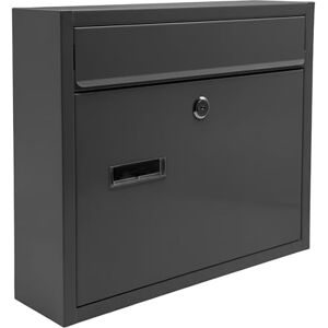 Relaxdays wall-mounted letterbox with nameplate, 4 keys, horizontal, HxWxD: 31 x 36 x 10 cm, metal, anthracite Relaxdays wall-mounted letterbox with nameplate, 4 keys, horizontal, HxWxD: 31 x 36 x 10 cm, metal, anthracite