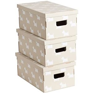 Lavatelli Set of 3 Decorative Storage Boxes with Lids, Cardboard, dogs design, Ideal for Clothes, Bedding, Toys, Office and Gift, Gray, 51x29x21 cm, Lavatelli Set of 3 Decorative Storage Boxes with Lids, Cardboard, dogs design, Ideal for Clothes, Bedding, Toys, Office and Gift, Gray, 51x29x21 cm,
