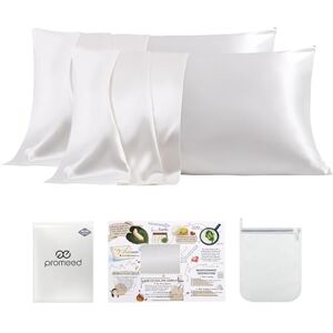 PROMEED White Silk Pillowcase 2 Pack for Hair and Skin, Both Sides 100% 23 Momme Mulberry Silk Pillow Case Set of 2 with Hidden Zipper, Soft and Breathable (Standard 20"x26", White) PROMEED White Silk Pillowcase 2 Pack for Hair and Skin, Both Sides 100% 23 Momme Mulberry Silk Pillow Case Set of 2 with Hidden Zipper, Soft and Breathable (Standard 20"x26", White)