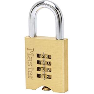 Master Lock 651EURD 4-Digit Combination Padlock with Brass Body, Gold, 10 x 5,1 x 1,3 cm Master Lock 651EURD 4-Digit Combination Padlock with Brass Body, Gold, 10 x 5,1 x 1,3 cm