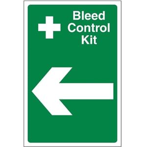 BLEEDSAVE Bleed Control Kit Arrow Left 200 x 300 mm 3mm Brushed Aluminium Composite Safety Sign BLEEDSAVE Bleed Control Kit Arrow Left 200 x 300 mm 3mm Brushed Aluminium Composite Safety Sign