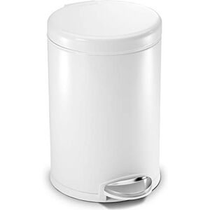 simplehuman CW1853CB 4.5L Round Pedal Bin, Small Bin for Bathroom Bedroom Office, Strong Steel Pedal, Silent Soft Close Lid, Inner Bucket, Non-Skid Base, White Steel simplehuman CW1853CB 4.5L Round Pedal Bin, Small Bin for Bathroom Bedroom Office, Strong Steel Pedal, Silent Soft Close Lid, Inner Bucket, Non-Skid Base, White Steel