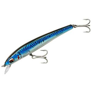 Bomber Lures Long Shot Slender Minnow Bait Saltwater Fishing Lure, Fishing Gear and Accessories, 6", 1 3/16 oz, Blue Mackerel Bomber Lures Long Shot Slender Minnow Bait Saltwater Fishing Lure, Fishing Gear and Accessories, 6", 1 3/16 oz, Blue Mackerel