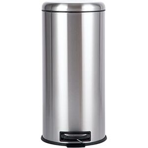 Amazon Basics Cylindrical Stainless Steel Dustbin, Round Pedal, 30L, Silver Amazon Basics Cylindrical Stainless Steel Dustbin, Round Pedal, 30L, Silver