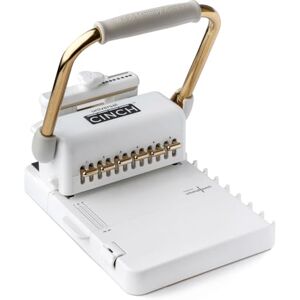 We R Memory Keepers Universal Cinch Premium Binding Machine, 20 Binding Variations, White and Gold, with Wire Sizing Guide and Centering Ruler We R Memory Keepers Universal Cinch Premium Binding Machine, 20 Binding Variations, White and Gold, with Wire Sizing Guide and Centering Ruler