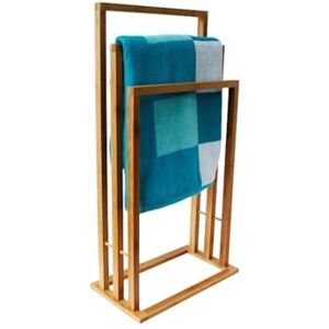 MSV Bamboo Towel Rack with 3 Rods, White MSV Bamboo Towel Rack with 3 Rods, White