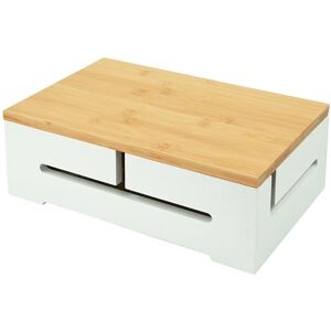 Relaxdays Guide and Ventilation, H x W x D 11 x 32 x 22 cm, Hide Cable, Socket Box, Bamboo, White Relaxdays Guide and Ventilation, H x W x D 11 x 32 x 22 cm, Hide Cable, Socket Box, Bamboo, White