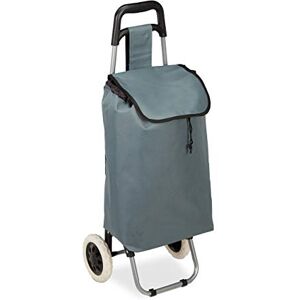 Relaxdays Folding Shopping Trolley, Removable 28 L Grocery Tote, with Wheels HWD 92.5 x 42 x 28 cm, Grey Relaxdays Folding Shopping Trolley, Removable 28 L Grocery Tote, with Wheels HWD 92.5 x 42 x 28 cm, Grey