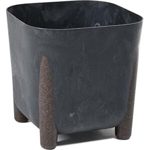 Lamela Planter with Water Drain, Width 21 cm, 6 L, Modern Flower Pot with Stylish Feet, Plastic Plant Pot for Indoor and Outdoor Use, Concrete Look, Black Lamela Planter with Water Drain, Width 21 cm, 6 L, Modern Flower Pot with Stylish Feet, Plastic Plant Pot for Indoor and Outdoor Use, Concrete Look, Black