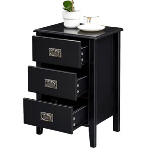 VECELO Bedside Table Modern Nightstands End/Side Cabinet Wooden with 3 Drawers, Metal Knobs and Sturdy Structure for Bedroom/Living Room, Black, 40×30×60cm VECELO Bedside Table Modern Nightstands End/Side Cabinet Wooden with 3 Drawers, Metal Knobs and Sturdy Structure for Bedroom/Living Room, Black, 40×30×60cm