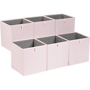 Amazon Basics Collapsible Fabric Storage Cube Organiser Bins, Pack of 6, Peony Pink, 33 x 38 x 33 cm Amazon Basics Collapsible Fabric Storage Cube Organiser Bins, Pack of 6, Peony Pink, 33 x 38 x 33 cm