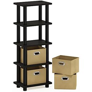 Furinno Toolless Shelves, Wood, Espresso/Black, one size,28.7 (W) x 73.15 (H) x 19.56 (D) cm Furinno Toolless Shelves, Wood, Espresso/Black, one size,28.7 (W) x 73.15 (H) x 19.56 (D) cm