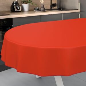 ANRO Oilcloth Tablecloth, Washable, Oilcloth, Garden Tablecloth, Outdoor, Indoor, Oval, 220 x 140 cm with Hem, Red ANRO Oilcloth Tablecloth, Washable, Oilcloth, Garden Tablecloth, Outdoor, Indoor, Oval, 220 x 140 cm with Hem, Red