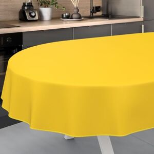 ANRO Oilcloth Tablecloth, Washable, Oilcloth, Garden Tablecloth, Outdoor, Indoor, Oval, 160 x 140 cm with Hem, Yellow ANRO Oilcloth Tablecloth, Washable, Oilcloth, Garden Tablecloth, Outdoor, Indoor, Oval, 160 x 140 cm with Hem, Yellow