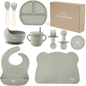 Yum Yum's Baby 10 Pcs Grey Weaning Set Complete Toddler Feeding Kit w/Sectioned Plate, Suction Bowls, Cutlery with Mouth Guard, Straw Cup, Bib & Mat Non-Slip for Toddlers & Baby Gift Yum Yum's Baby 10 Pcs Grey Weaning Set Complete Toddler Feeding Kit w/Sectioned Plate, Suction Bowls, Cutlery with Mouth Guard, Straw Cup, Bib & Mat Non-Slip for Toddlers & Baby Gift