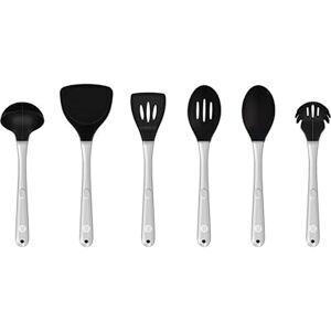 Tower Good Food in Partnership with GF832252 Create Delicious Meals for The Whole Family Using This Versatile 6 Piece Utensil Set, Silicone, Stainless Steel, Black Tower Good Food in Partnership with GF832252 Create Delicious Meals for The Whole Family Using This Versatile 6 Piece Utensil Set, Silicone, Stainless Steel, Black