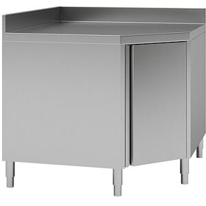 Stalwart Commercial Worktop Floor Cupboard Corner Unit Hinged Door Stainless Steel Sides 700mm Upstand DA-THESR107A Stalwart Commercial Worktop Floor Cupboard Corner Unit Hinged Door Stainless Steel Sides 700mm Upstand DA-THESR107A