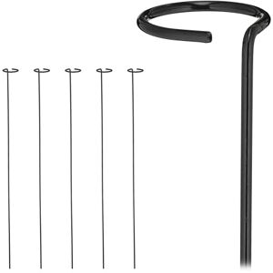 Relaxdays 6x Plant Supports, Metal Sticks with Ring, Home & Garden, Flower Climbing Aid, HxØ: 80x6 cm, Black, Steel, 80cm Relaxdays 6x Plant Supports, Metal Sticks with Ring, Home & Garden, Flower Climbing Aid, HxØ: 80x6 cm, Black, Steel, 80cm