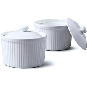 WM Bartleet & Sons 1750 TSET34 Set of 2 Traditional Porcelain Deep Ramekins 9cm Diameter with lids – White WM Bartleet & Sons 1750 TSET34 Set of 2 Traditional Porcelain Deep Ramekins 9cm Diameter with lids – White