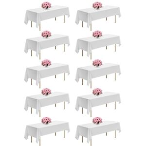 VEVOR White Tablecloths for Rectangle Tables, 10 Pack, 60 x 102 Inches, Reusable and Machine Washable Table Clothes, Wrinkle-Resistant Polyester Fabric Table Covers for Wedding, Party, Banquet VEVOR White Tablecloths for Rectangle Tables, 10 Pack, 60 x 102 Inches, Reusable and Machine Washable Table Clothes, Wrinkle-Resistant Polyester Fabric Table Covers for Wedding, Party, Banquet