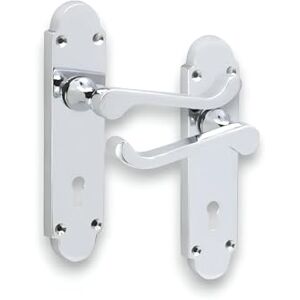 Infinity Polished Chrome Victorian Scroll Oakley Lever Lock Door Handle on Keyhole Backplate 170 x 40mm – Ideal for Interior and Exterior Use Infinity Polished Chrome Victorian Scroll Oakley Lever Lock Door Handle on Keyhole Backplate 170 x 40mm – Ideal for Interior and Exterior Use