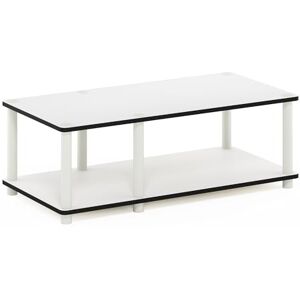 Furinno JUST TV Stand, No Tools Mid Entertainment Center, TV Console for TV up to 46 Inch with Tubes, for Living Room, Bedroom, White Furinno JUST TV Stand, No Tools Mid Entertainment Center, TV Console for TV up to 46 Inch with Tubes, for Living Room, Bedroom, White